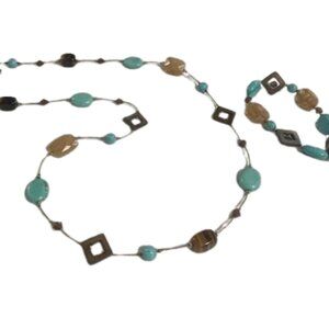 PremierDesigns Crest Mark Promenade Tiger's Eye Faux Turquoise Necklace/Bracelet